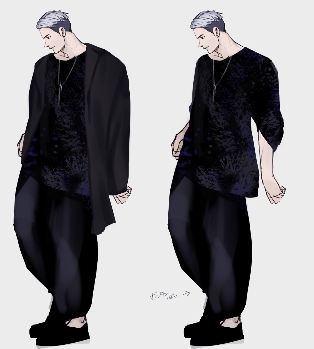 「お洋服案 全体的にモノクロ仕様でした。 」|柴寅(Shibatora)TLコミックス発売中のイラスト