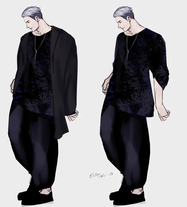 お洋服案 全体的にモノクロ仕様でした。 