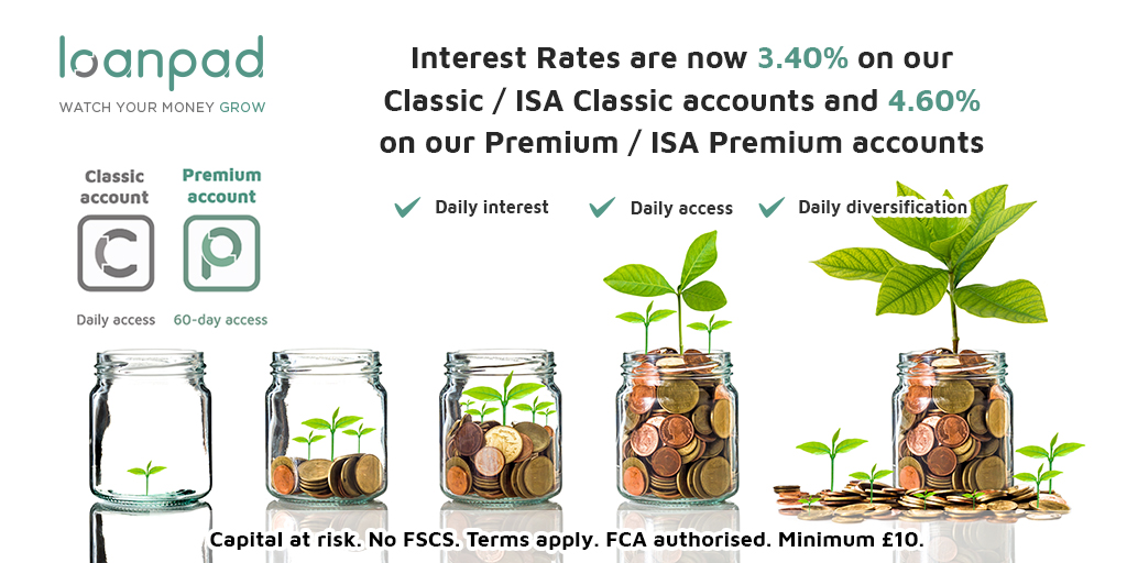 Interest Rates are now 3.40% on our Classic / ISA Classic accounts and 4.60% on our Premium / ISA Premium accounts. Go to bit.ly/2YPnES7 to find out more. Capital at risk. No FSCS. Terms apply