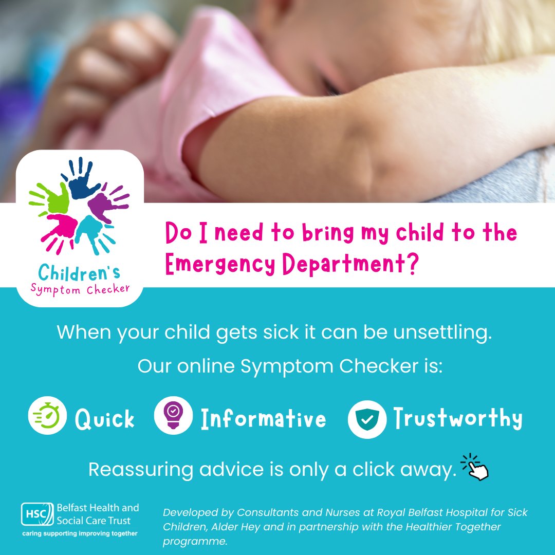 Our Children’s Emergency Department is currently extremely busy. Please only attend if your child has a serious medical emergency. If your child does not need urgent medical attention consult our symptom checker for expert advice and guidance. belfasttrust.hscni.net/symptom-checker