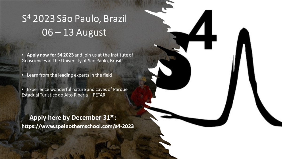 SumSchSpelSci's tweet image. S4 2023 applications are now open! Apply today on our website. speleothemschool.com/s4-2023
