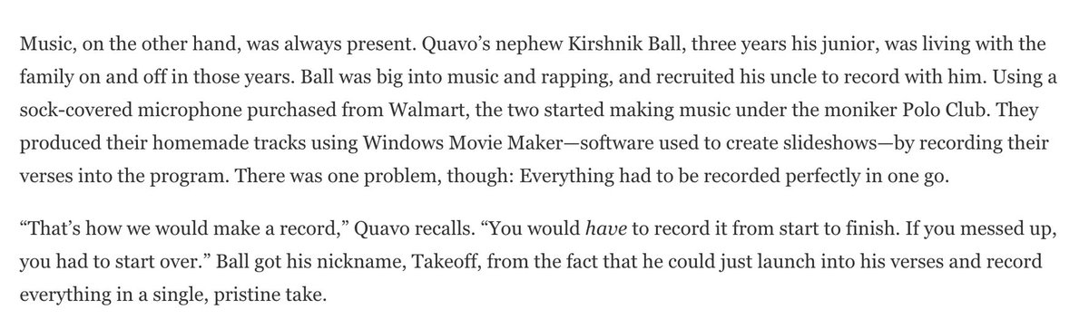 Sharing this from my profile of Quavo earlier this year where he talked about how Takeoff got his rap name. ❤️