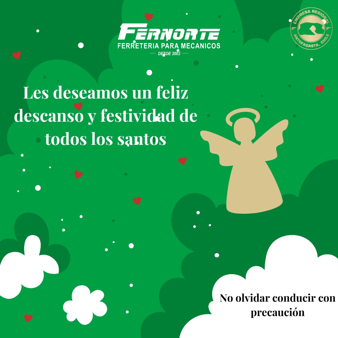 fernorteind's tweet photo. Feliz descanso les desea Fernorte. 

#diadetodoslosantos #fernorte #chile #antofagasta #ferreteria #ferreteriaindustrial #herramientas https://t.co/41u7o6MDnP