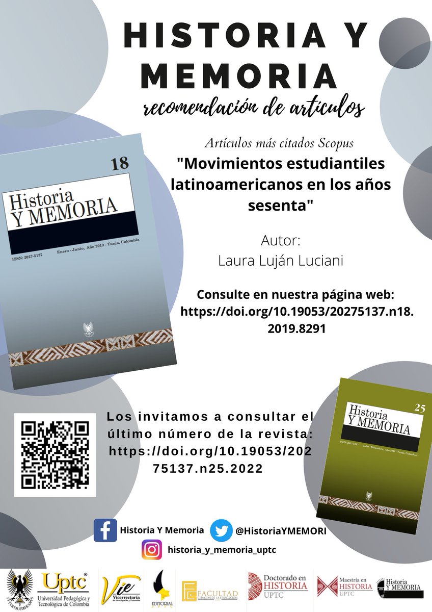 HistoriaYMEMORI's tweet photo. Los invitamos a leer nuestro artículo recomendado.
Enlace artículo: https://t.co/2hI9i1fhdy
Enlace último número: https://t.co/TU7PrhKjDY
#EditorialUptc #investigacion #investigaciónhistorica #LauraLujánLuciani https://t.co/feYqlKPYgi