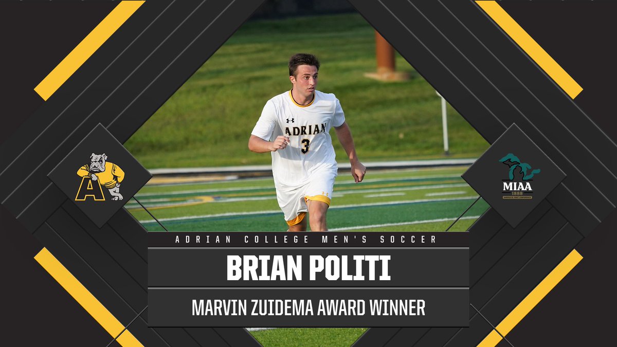 AdrianBulldogs's tweet photo. Brian Politi of the @ACMensSoccer team gets named Co-Winner of the Marvin Zuidema Award
📰https://t.co/gYcdmOh1mQ
#d3soccer https://t.co/3IIC8QRpBe