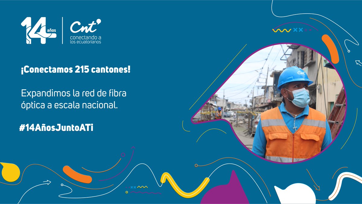 ¡Estamos cumpliendo con nuestra misión!💪🏼

La <a href="/CNT_EC/">CNT Ecuador</a>, orientada hacia la rentabilidad social, llega con conectividad donde nadie más lo hace. Estamos brindando servicio de Internet por fibra óptica a 215 de 221 cantones.📶🔵

#14AñosJuntoATi
#CNTSocialmenteRentable