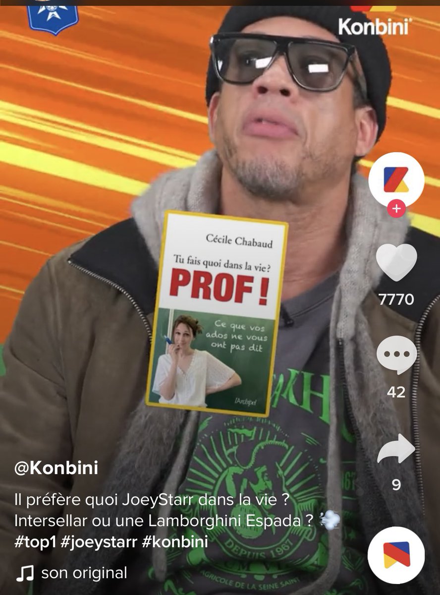 CecileChabaud's tweet photo. Merci à JoeyStarr ! Son livre préféré du moment est donc la plongée dans les classes de collège 🔥
« Prof ! » Cécile Chabaud Ed. L’Archipel #editionslarchipel #lire #konbini https://t.co/1UfwPNDdqD