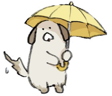 「雨は字書いてても聞けるし万能ですき 」|イヌねじりパン🐶のイラスト