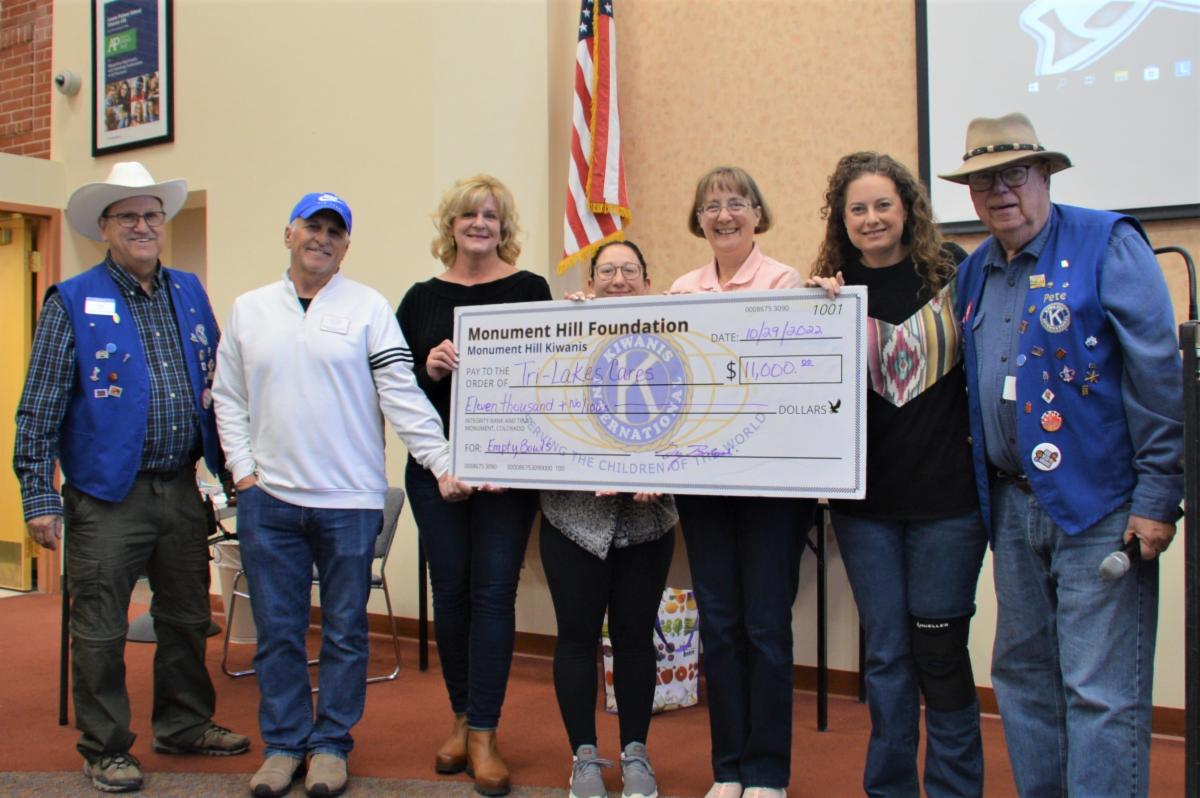 Thank you to everyone who attended our Empty Bowls Event a few weeks ago. YOU made this great donation possible to our friends at <a href="/TriLakesCares/">Tri-Lakes Cares</a> who support our neighbors in need! #KiwanisMakesAPositiveDifference
