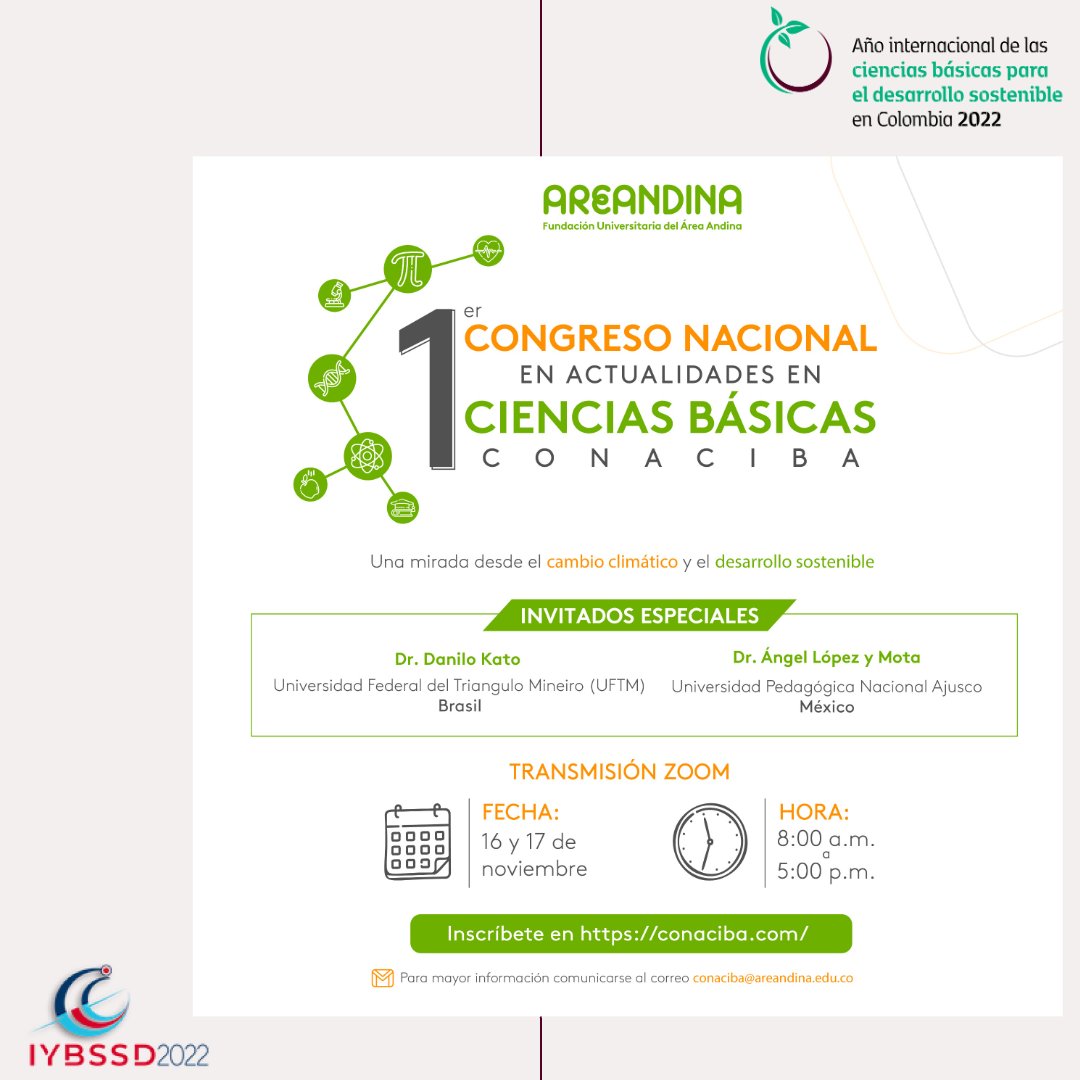 acadcienciacol's tweet photo. En @Areandina se llevará a cabo el Primer Congreso Nacional en Actualidades en Ciencias Básicas
Más información: https://t.co/X7H6YO9J0q
#IYBSSD2022 #IYBSSD2022Colombia #cienciasbasicas #basicsciences #desarrollosostenible #sustainabledevelopment https://t.co/YydlAYhbto