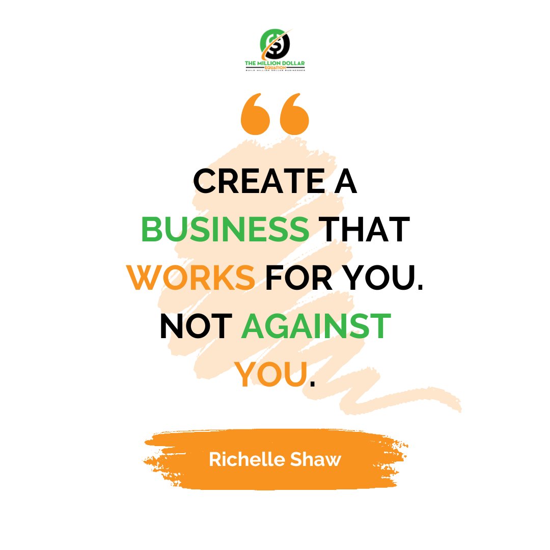 richelleshaw's tweet photo. Don't create a business that is difficult to work, but that works in your favor instead
#businessgrowth #entrepreneurship #RichelleShaw #TheMillionDollarEquation #MDE #Entrepreneur #MDEPodcast #quote #lessons https://t.co/DzZrU0Bf75