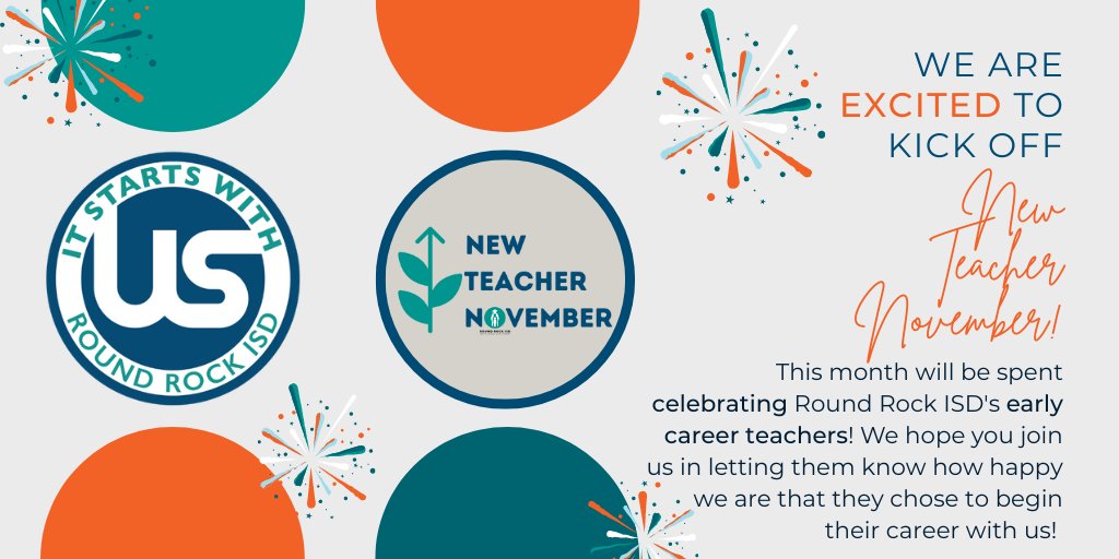 rrisdpd's tweet photo. Let's kick off New Teacher November!🌟We can't wait to celebrate and honor @RoundRockISD's early career teachers!🙌There are fun activities, giveaways, and surprises planned all month long! Leave a comment to show your support!🗣️#ItStartsWithUs #RRISDNewTeacherNovember @rrisdects https://t.co/5f5tj2R36D