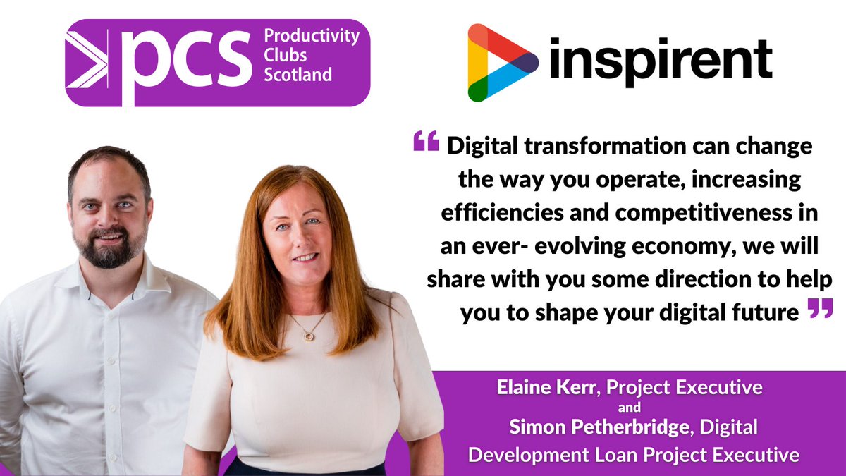 We are delighted to welcome Elaine and Simon from @inspirent_ltd during our November clubs to talk about #DigitalTransformation and how your business can shape its digital future💻👍 Find out more and sign up for FREE➡️scdi.org.uk/events/