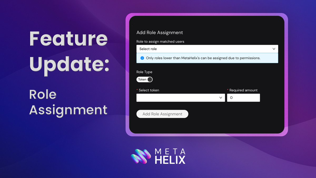 metahelixio's tweet photo. Say hello to token based roles ⚡️

With @metahelixio you can assign roles based on SPL tokens like $FORGE $DUST $FOXY $GMT $SERUM and all other tokens. 

Here's why we think this is a major update for the $SOLANA ecosystem. https://t.co/0ifd4KAb5O