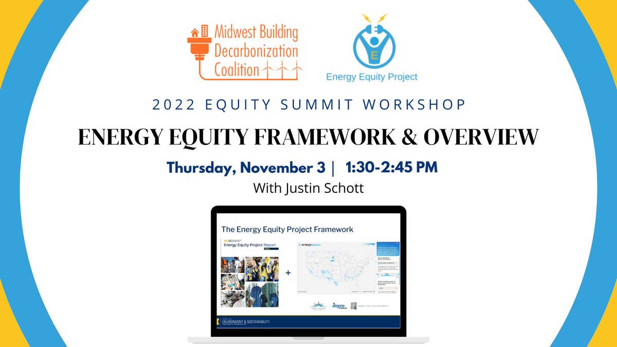 JustUrbanEnergy's tweet photo. Plug in to @MidwestBDC 2022 Equity Summit!๐
Our very own Justin Schott will be leading a workshop on the #EnergyEquityFramework on Thursday, Nov. 3, 1:30-2:45 PM.
Learn more & register (for free): https://t.co/xdl3KhTtgU
#buildingequity22 https://t.co/5OFMZvbOam