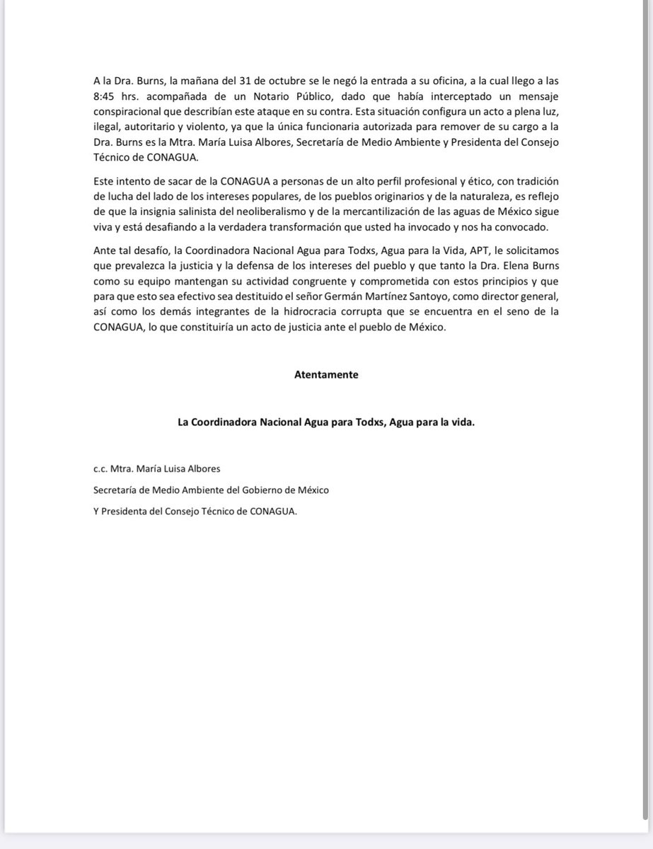 ruthfe's tweet photo. ¡Qué preocupación lo que está pasando en @conagua_mx! “Relevan de su cargo” a Elaine Burns quien combatía la corrupción desde dentro. @AguaParaTodxsMX https://t.co/c4ENyEqaPz