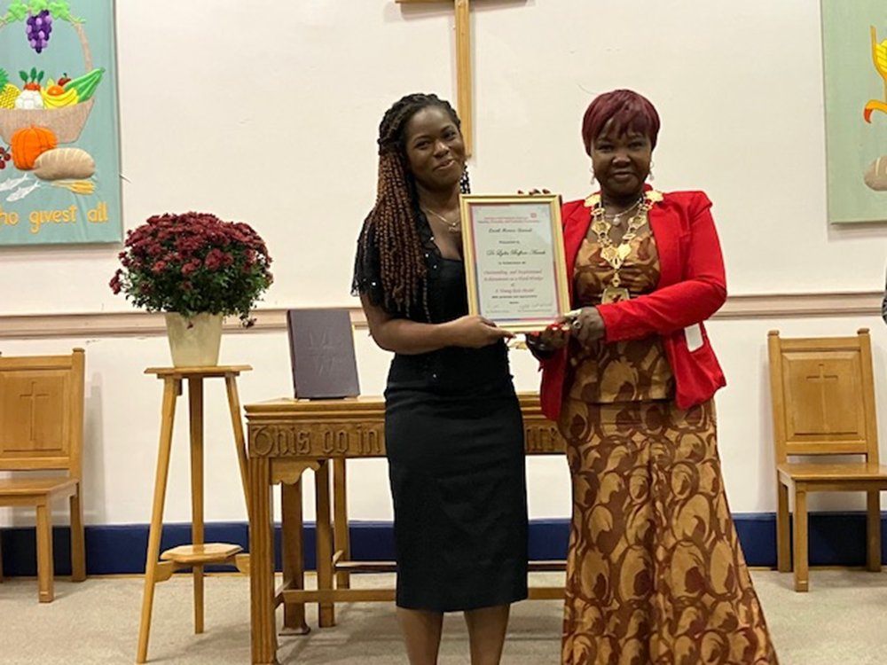MayorofEnfield's tweet photo. The Mayor of Enfield, Cllr Doris Jiagge, attended the Enfield Methodist Church to celebrate “Local Heroes” from across the local communities, focussing on Youth Empowerment Strategies and gave out awards to three young talented young people. https://t.co/JZQdYlwp8r