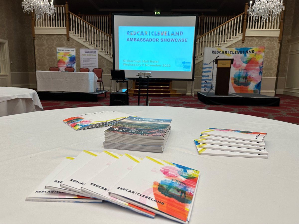 RCAmbassadors's tweet photo. The stage is set at @GisboroughHall for the Ambassador Showcase tomorrow! 

#RedcarCleveland #RCShowcase22 https://t.co/Xqh7kGJvdI
