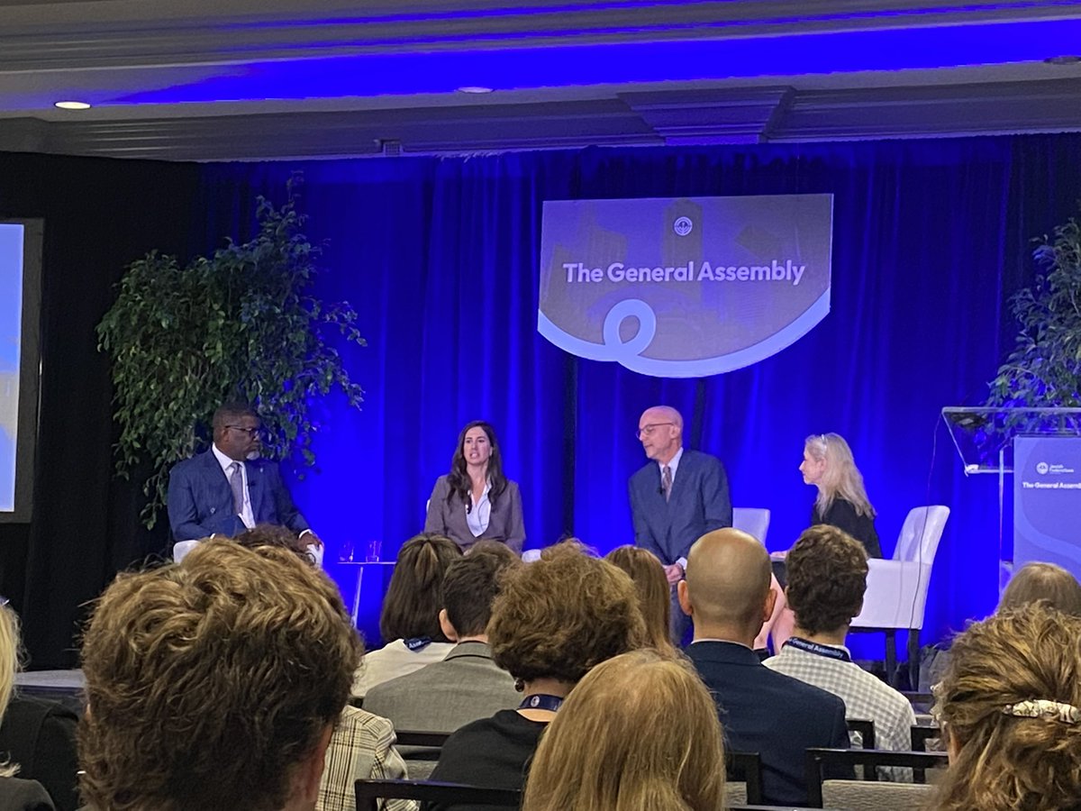 Honored to share a stage with @AJCCEO Ted Deutch + National Black Empowerment’s Darius Jones at the @jfederations’ #GeneralAssembly22 to discuss the intersection of democracy and Jewish life.   As @POTUS says, “the work of democracy is the work of this generation.”