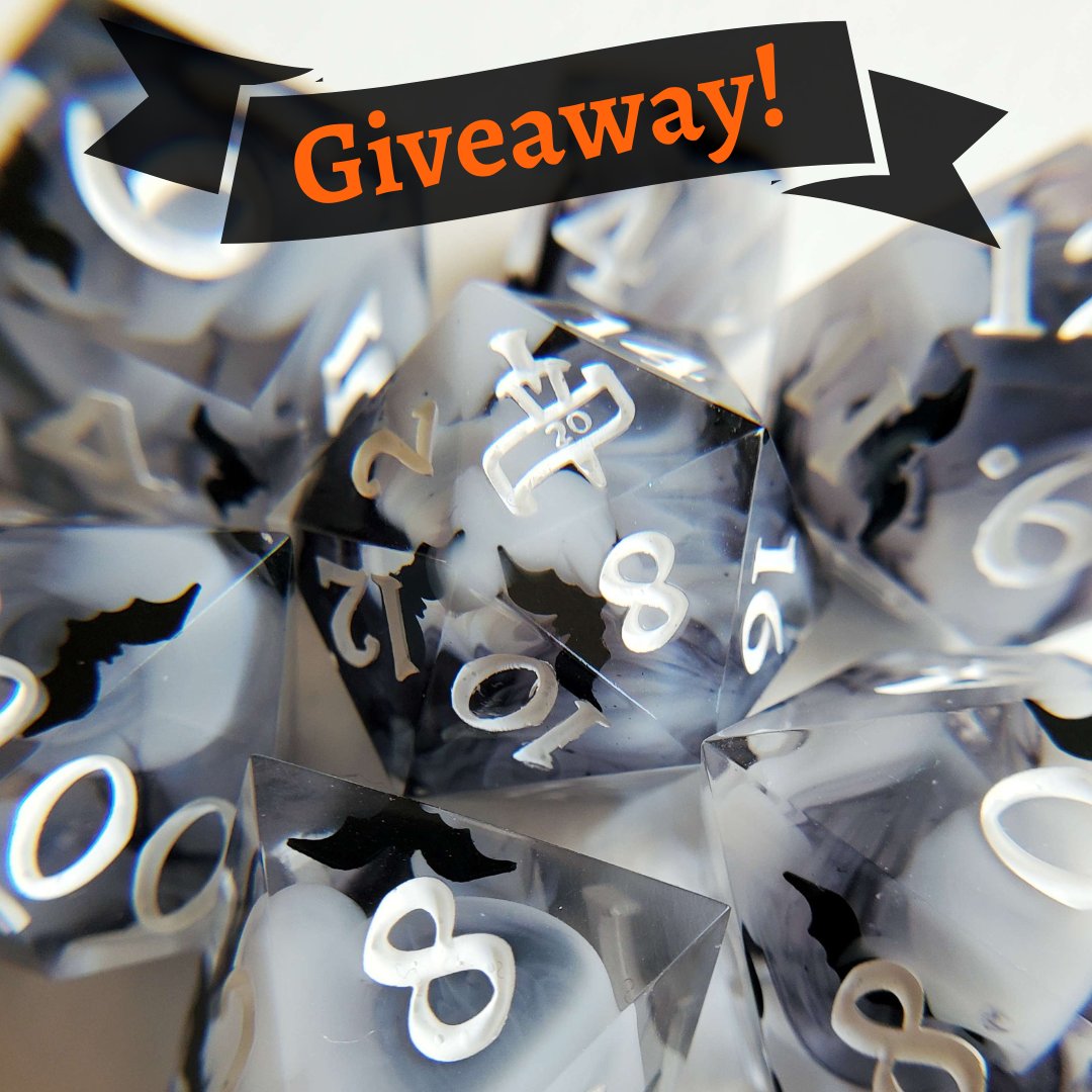 Daggers_nDice's tweet photo. GIVEAWAY! We wanted to thank everyone for 3k, so here's a (slightly belated) Halloween giveaway! This giveaway ends 11/8.

To enter:
🦇 Follow us
🦇 Like &amp; RT this post

Additional entry:
🦇 Leave a comment telling us your favorite spell(s)!

#DnD #dnd5e #dice #ttrpg https://t.co/Jpjf26Ugmo