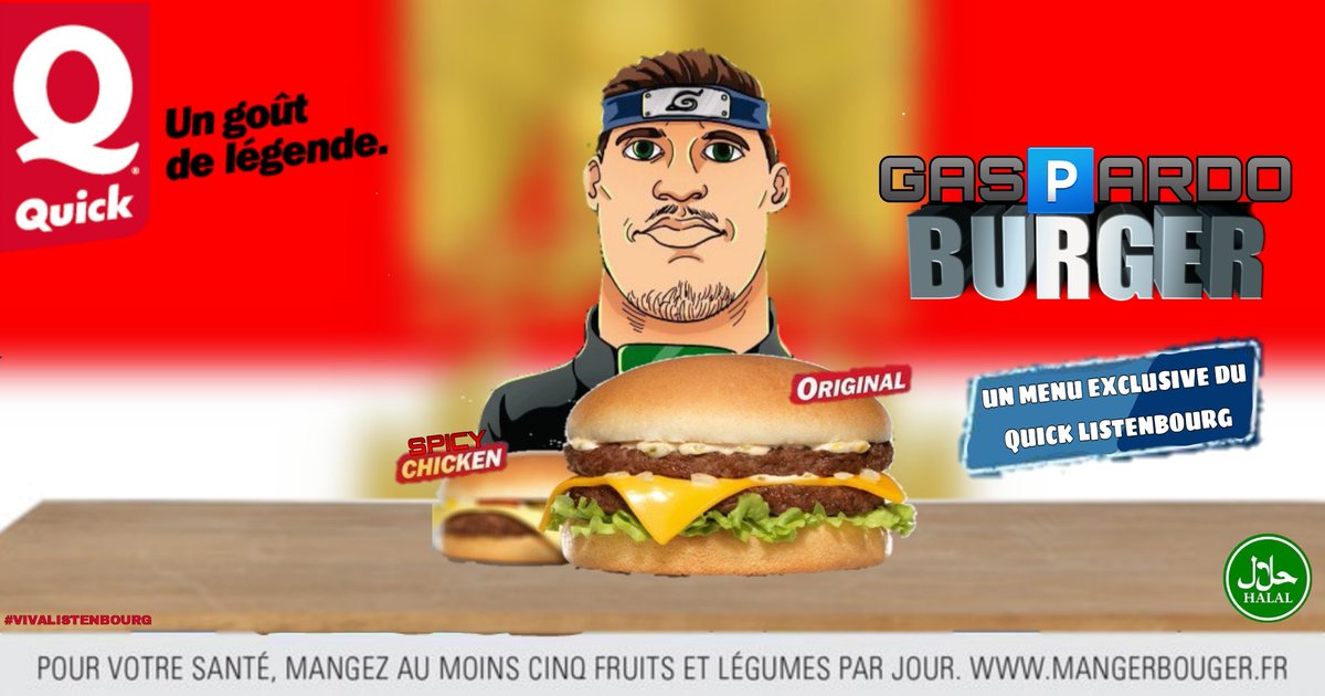 QuickLeGIGACHAD's tweet photo. Notre équipe vous présenter le nouveau menu exclusive au quick au listenbourg en collaboration avec notre président Mr. @gaspardooo !!! https://t.co/ZBuhAJIR3g