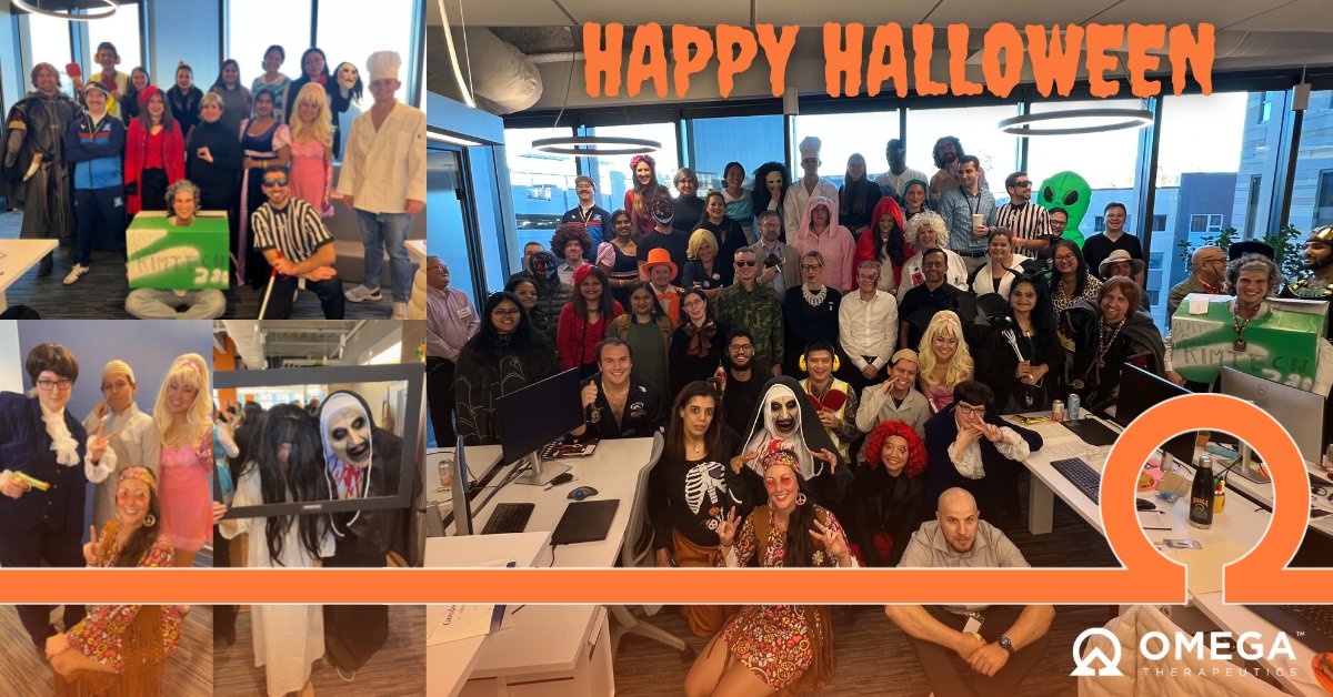 OmegaTX's tweet photo. #Omegans recently gathered to celebrate spooky season ๐! We are proud of our teamโs commitment to connect & have fun as we continue to make significant strides in our journey to bring programmable #mRNA therapeutics to the clinic. #OmegaValues https://t.co/myIYzbXINU