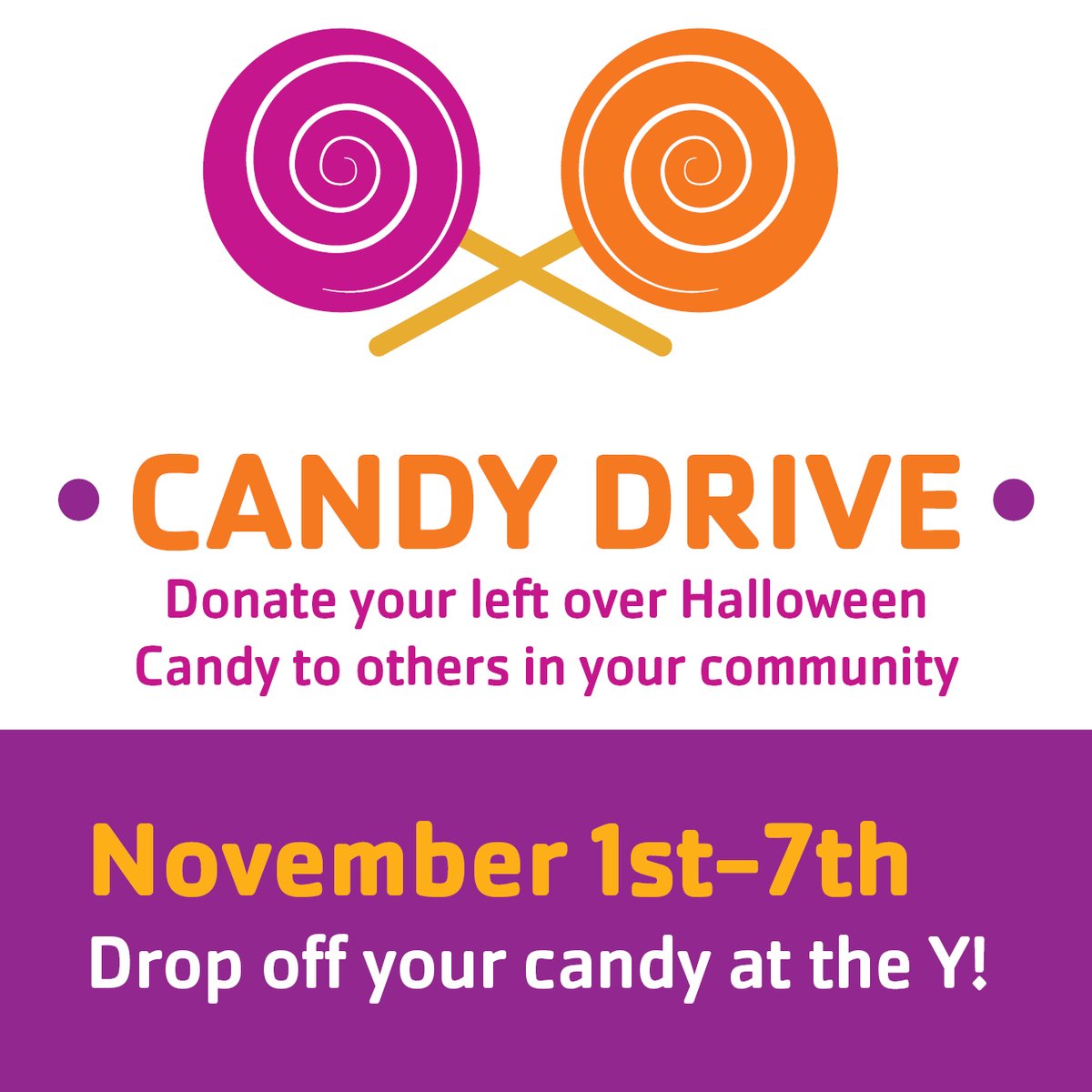 nsymca's tweet photo. Got leftover Halloween candy? Bring it to the Y! It will be donated back to people in need. https://t.co/BJuOoYjvhr