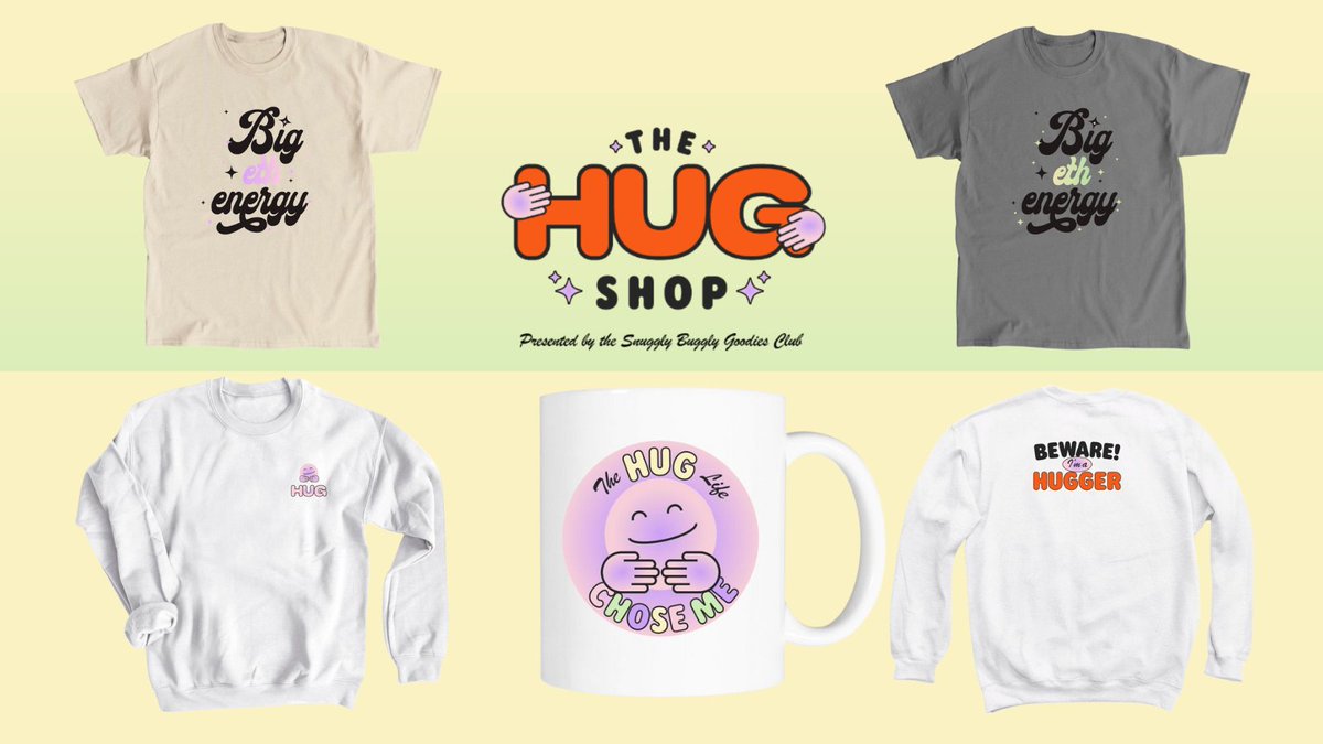 theHUGart's tweet photo. 🤗🛒 

Click ADD TO CART, the HUG Merch Shop is officially live! 🎉

There's no need to wrap eth to wrap yourself in our newest huggable attire. Unravel this thread to learn how HUG's merch committee brought #snugglymerch to life🧵

Start shopping now🛍️
→https://t.co/80H81fJKND https://t.co/hI3UMnZqBc