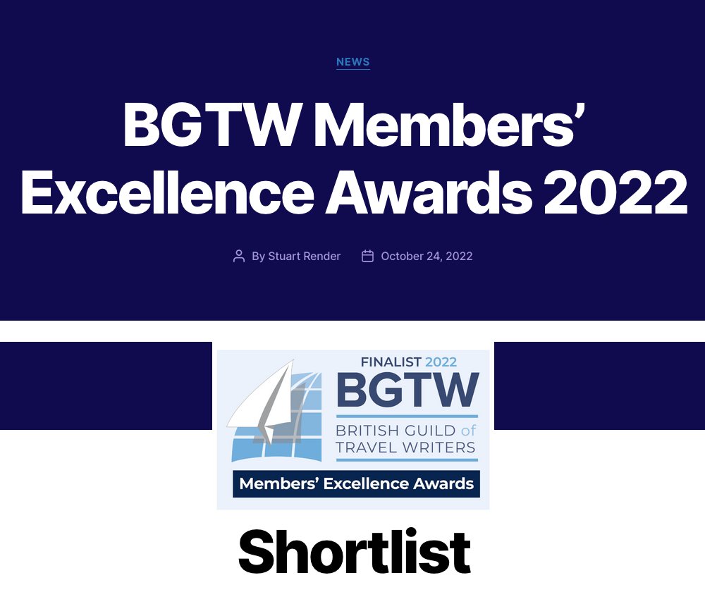 Thrilled to be shortlisted for 'Travel Feature of the Year' in BGTW (@travwriters) Members' Excellence Awards 2023! Best of luck to fellow nominees @SimonWIParker, @Lorna_Explorer, @jessicagvincent, @kerryawalker & Mike Unwin 🙌 bgtw.org/bgtw-members-e…