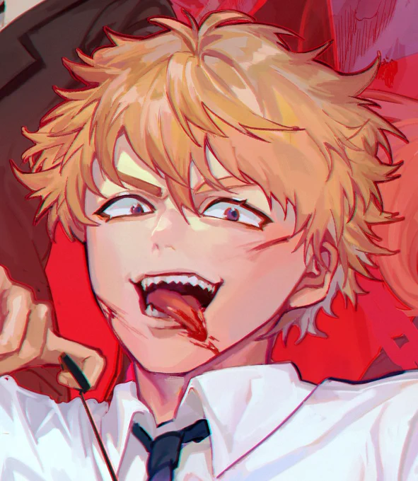 so happy csm finally got an anime!!late csm print to celebrate woo this was a lot of fun to do and i guess. fitting for late halloween HHAHA closeups of the squad and makima i guess. im upset she was so fun to draw for me lmao 