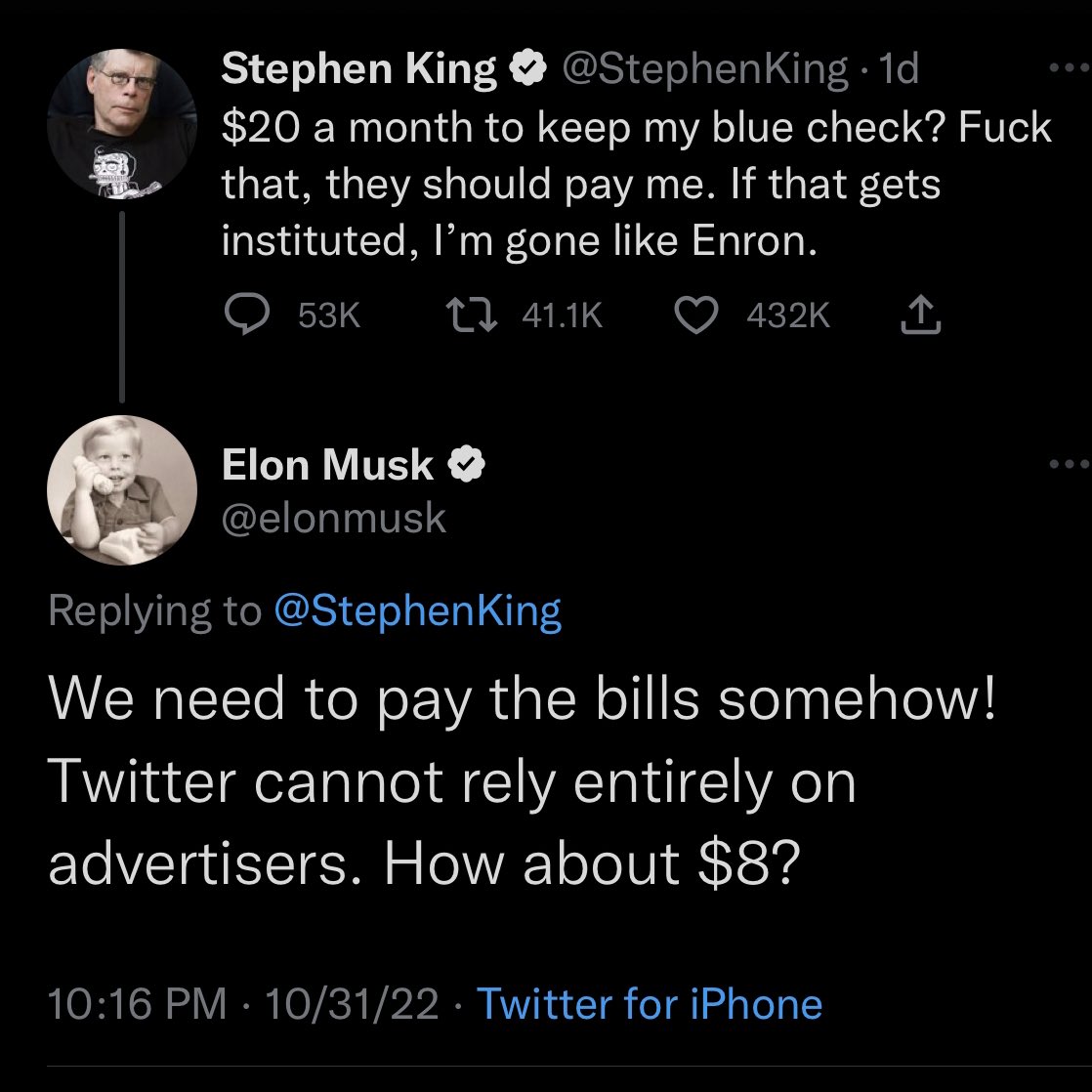 Weird. I’ve never heard “billions of debt from impulse purchasing Twitter to save my ego” referred to as “bills”
