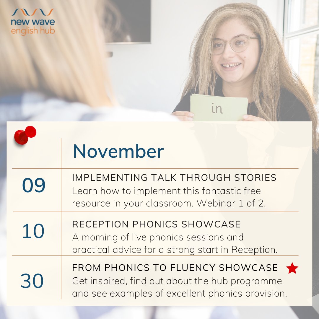 What's happening in the hub this month? 🗓️ View our digital brochure for further information and details on how to book - bit.ly/3zuCfaL #Edchat #Phonics #EnglishHub