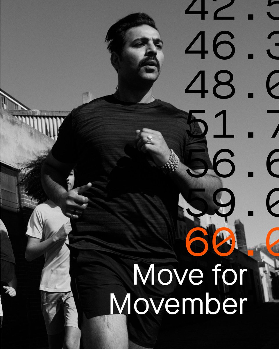 Move for @Movember 👨 Get moving for a total of 60 miles this month, any way you like, for the 60 men around the world we lose to suicide every hour. strava.com/challenges/Mov… We can all play a part in creating happier, healthier, longer lives. Let's get moving.