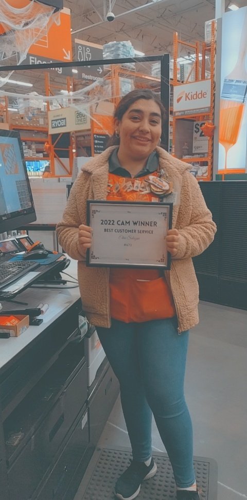 CAM winners for 2022 so far. Ruby best dressed Zoe best smile, patty most friendly, Robert loudest And most social and elva with best customer service 🧡 I'm so proud of everyone 🥰sorry to the leadership it wouldn't let me tag! Susan, Mike, Edgar, and Gabe!  #CAMappreciation