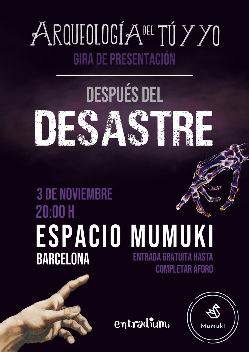 📓 Presentación de libro: "Arqueología del tú y yo" por #JoanSanchez
🗓️Jueves 3/11 - 20:00hs
💷 Entrada libre, reservas: entradium.com/events/present….
📍 Carrer d'Aragò 551, #elclot, #BCN 
#presentaciondelibro