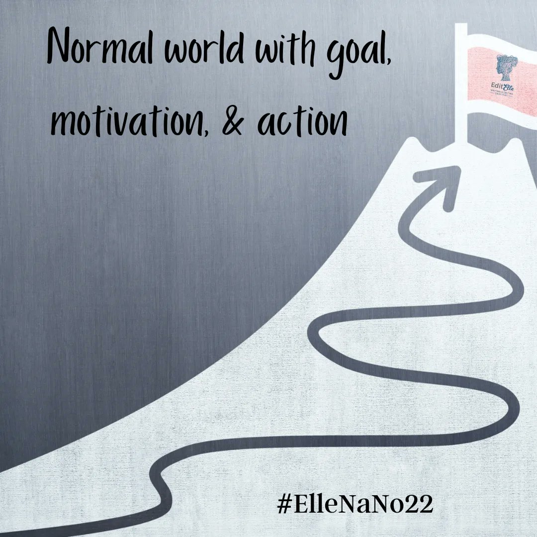 EditElleEditing's tweet photo. Happy #NaNoWriMo22 ! Opening your story, we want to see your characters in their normal world with a goal for a change. That goal has motivation behind it and the character has actions they take to achieve their goal. Join me on IG to participate in my giveaway. https://t.co/Eu13yVXaVM