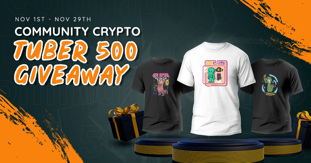 💥 Community Crypto Tuber 500 Giveaway 💥

We did a thing, go check it out!!!

☠️ No purchase necessary
☠️ You can enter the entire month of November
☠️ 10 winners and 10 prizes
☠️ Portion of the proceeds given to non-profit charity

Check it out gleam.io/DSyhA/communit…