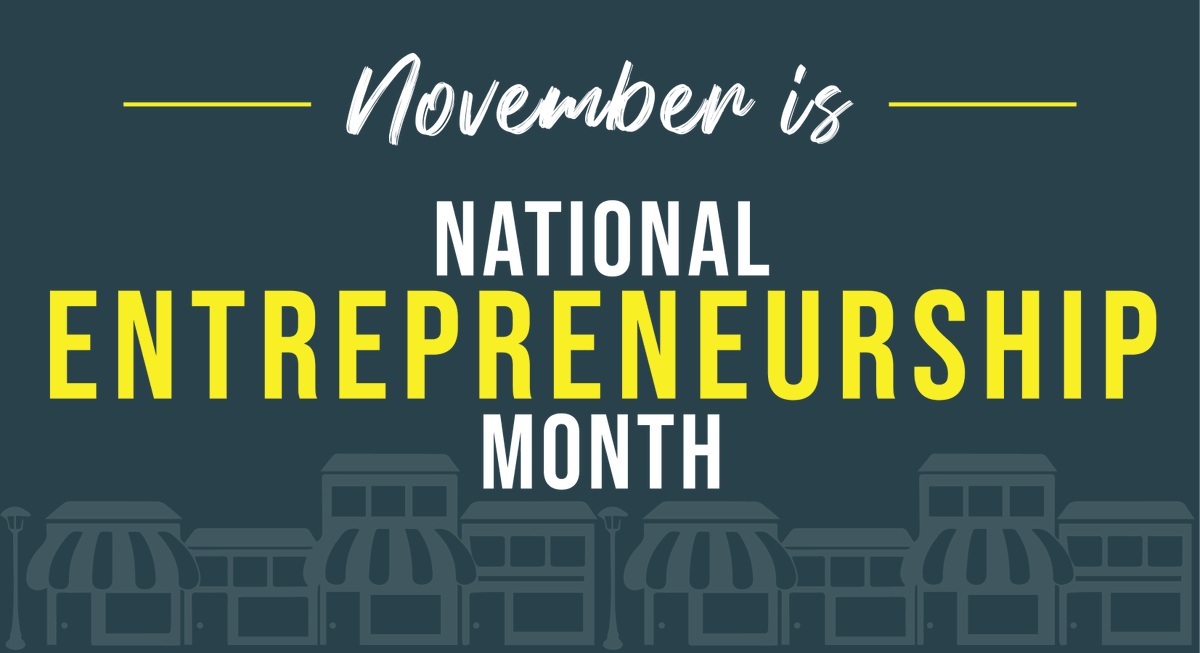 🎉 Happy November 1st, which means HAPPY NATIONAL ENTREPRENEURSHIP MONTH!🎉 

We love celebrating all of our entrepreneurs!

Entrepreneurs and small businesses are the backbone of our communities. Don't forget to thank them for doing what they do and support their business!