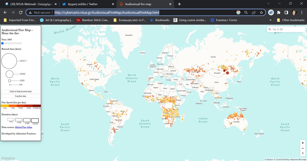 EleniTomai's tweet photo. #30DayMapChallenge - Day 1 Points
Audiovisual fire map @cybercarto 
MSc Thesis by Aikaterini Foteinou, NTUA
https://t.co/buVjOmIOJN https://t.co/J0unnCq5Qa