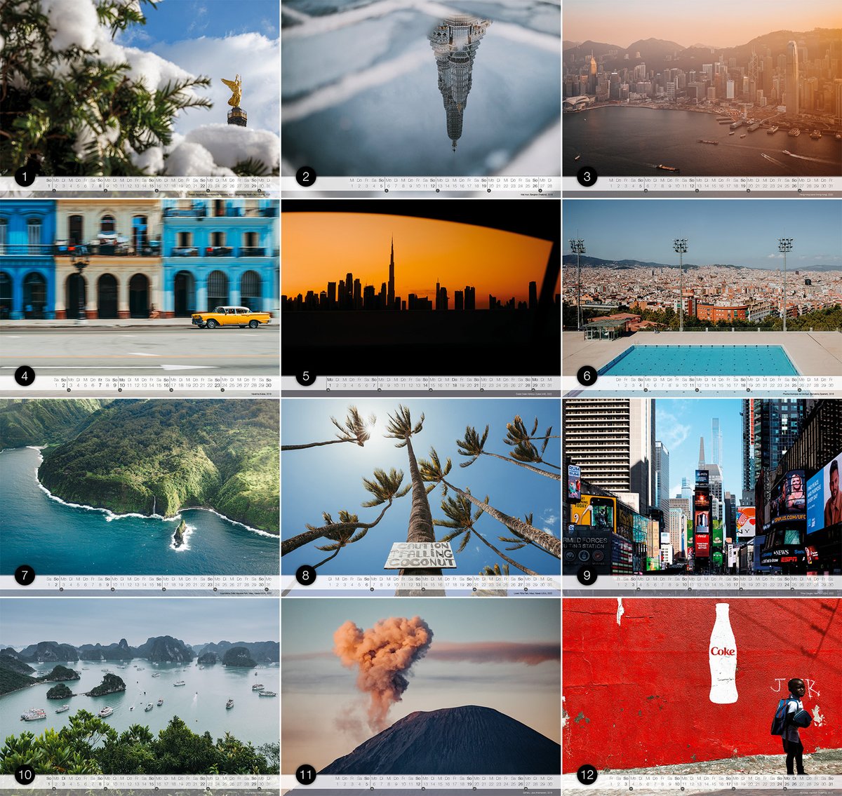 toko's tweet photo. here we go: mein a3-fotokalender #perspektivenWELT für 2023 ist endlich zurück 📆
eine fotografische weltreise durch 10 verschiedene länder mit 13 neuen fotos. den limitierten kalender könnt ihr ab sofort bestellen: 
➡️🔗 https://t.co/LWV9Ysd2YM https://t.co/qXaa4OX7Tx