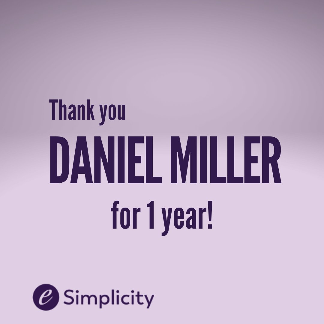 eSimplicityIT's tweet photo. Thank you Dan Miller for 1 year with eSimplicity! We are so thankful to have you on our team.
Happy work anniversary Dan!
#Thankyou #WorkAnniversary #Grateful #eSimplicity #GovernmentContracting #Telecommunications #DigitalServices #HealthcareIT https://t.co/dv8OkzXAmT
