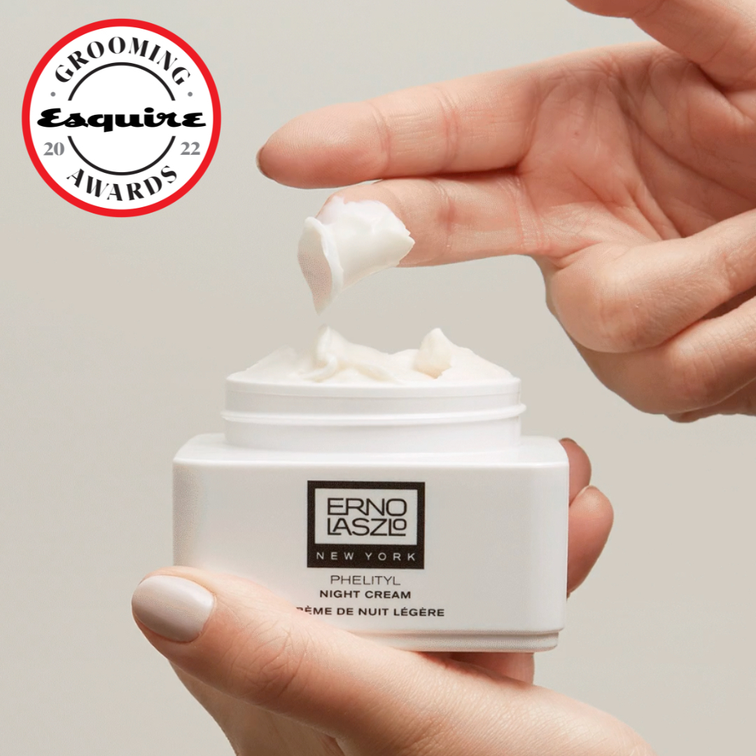ErnoLaszlo's tweet photo. Our very own Phelityl Night Cream was voted “Best Night Cream” in the Esquire 2022 Grooming Awards. 🏆 
Its rich, tofu texture hydrates and balances your skin's pH levels by replenishing the essential fatty acids for a nourished look and feel. Have you tried this best-seller yet? https://t.co/KZbLTJBcP2