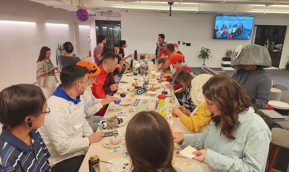 Digi_Kyle's tweet image. Our employees dressed up for Halloween last week for our Pumpkin Painting celebrations both virtually and in person. We had themed snacks, crafts, and our design team transformed into characters from a famous movie. Can you guess which one?

#LifeAtAIQ #halloween #culture