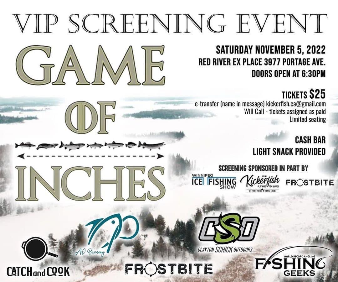 kickerfish_ca's tweet photo. 🚨 GAME OF INCHES VIP Screening Event at The WPG Ice Fishing Show 🧊￼

Join us Sat, Nov 5 for advanced viewing of the first episodes! Meet, greet, &amp; hang out w all of the competitors. Limited seating available. Will call: e-transfer (name in message) kickerfish.ca@gmail.com https://t.co/jPsCc8v08C