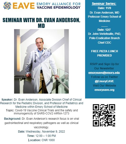 EmoryEAVE (@emoryeave) on Twitter photo We are excited to invite you to an upcoming <a href="/EmoryEAVE/">EmoryEAVE</a> <a href="/EmoryRollins/">Emory Public Health</a> lunch seminar, and are honored to announce our speaker Dr. Evan Anderson <a href="/EmoryMedicine/">Emory School of Medicine</a> please reserve your spot here emoryeave.org/event/lunch-se… We are excited to invite you to an upcoming <a href="/EmoryEAVE/">EmoryEAVE</a> <a href="/EmoryRollins/">Emory Public Health</a> lunch seminar, and are honored to announce our speaker Dr. Evan Anderson <a href="/EmoryMedicine/">Emory School of Medicine</a> please reserve your spot here emoryeave.org/event/lunch-se…
