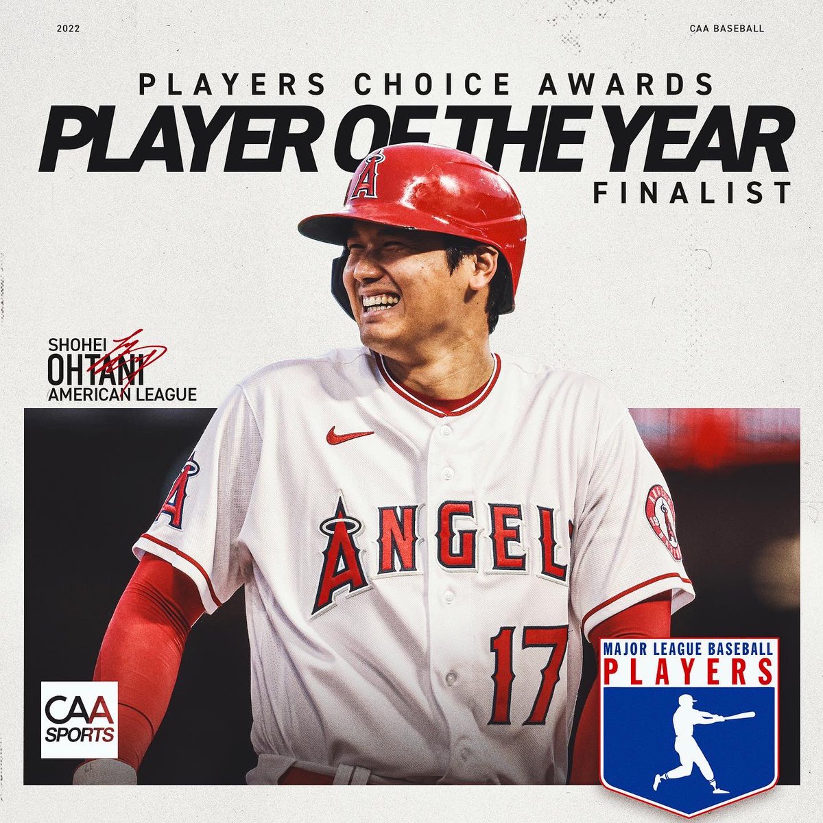 CAA_Baseball's tweet photo. Player of the Year Finalist 🤝 AL Outstanding Player Finalist

Congratulations Shohei Ohtani on another incredible run of two-way performance in 2022. https://t.co/1DuiMr9oRB