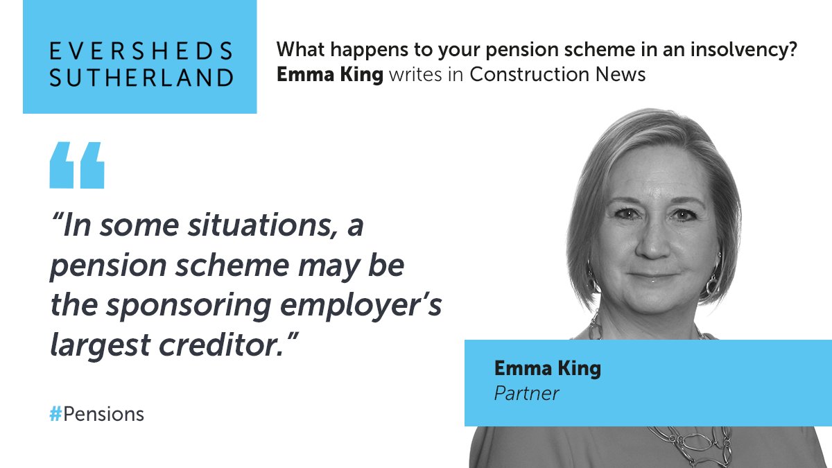 What happens to a pension scheme in an insolvency? With insolvencies climbing higher in the #construction sector, Partner Emma King outlines why now is the time to review pension schemes for industry publication @CNPlus. lnkd.in/g5AtSNmd #Pensions #Insolvency