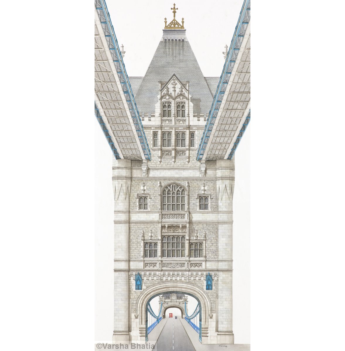 Under The Walkways, Tower Bridge #Watercolour #painting #London