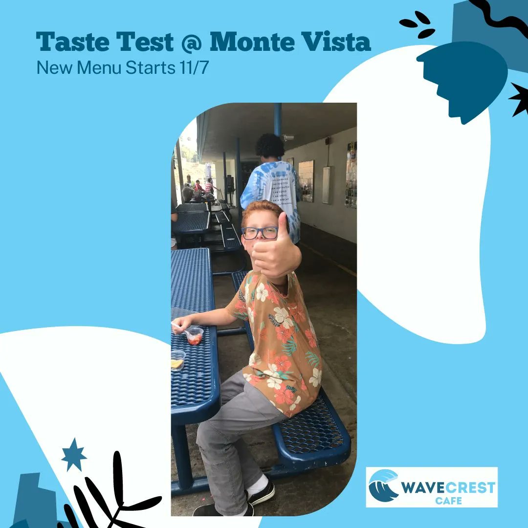 Students <a href="/MonteVistaBobca/">Monte Vista Bobcats</a> got a delicious surprise: a taste test of new items for our winter menu (starts 11/7). The Marinara Lasagna Rollup and cornbread samples drew thumbs-up across the board. Check your school's menu today: wavecrestcafe.com/menu/ #WAVE #SchoolNutrition