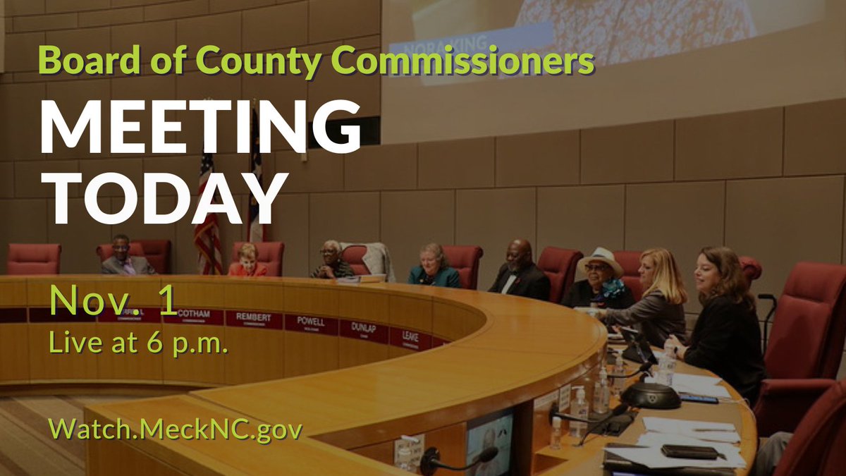 Today’s #MeckBOCC agenda includes a resolution for the Nationwide Opioid Settlement, Storm Water floodplain acquisition and more. 📝 Full agenda » bit.ly/BOCC2022 💻 Watch live in English & español at 6 p.m. » Watch.MeckNC.gov